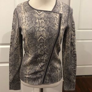Asymmetrical snake print zip jacket